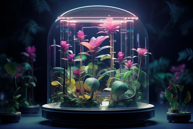 Terrarium of genetically modified plants with biol 00187 02