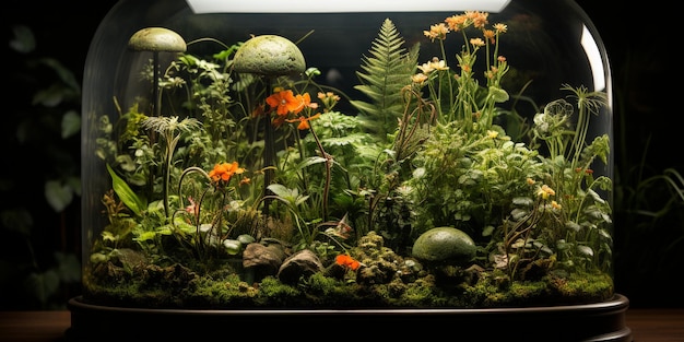 A Terrarium With Plants And Insects Wallpaper