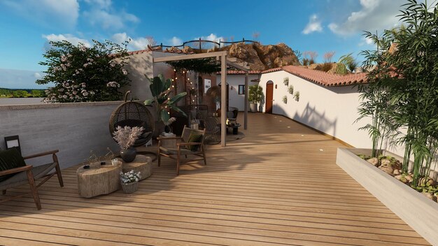 terraza con con zona comedor y リラックス