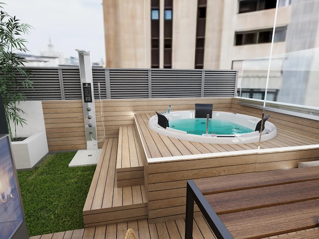 TERRAZA CON JACUZZI Y SOLARIUM