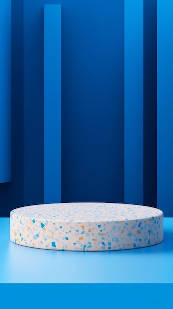 Terrazzo Display Stand with Dynamic Blue Lighting Effect
