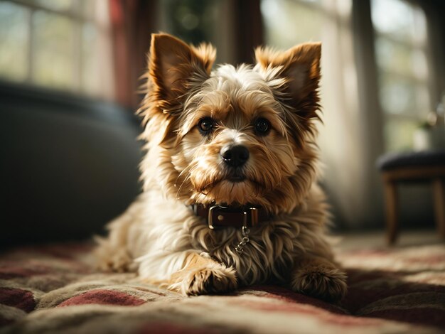 ネクタイをかぶったテリア犬