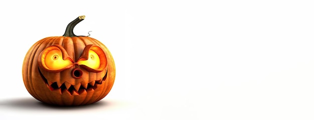 Фото Ужасающая и уникальная голова тыквы на хэллоуин с подсветкой на простом фоне идеально подходит для украшения генеративный ии