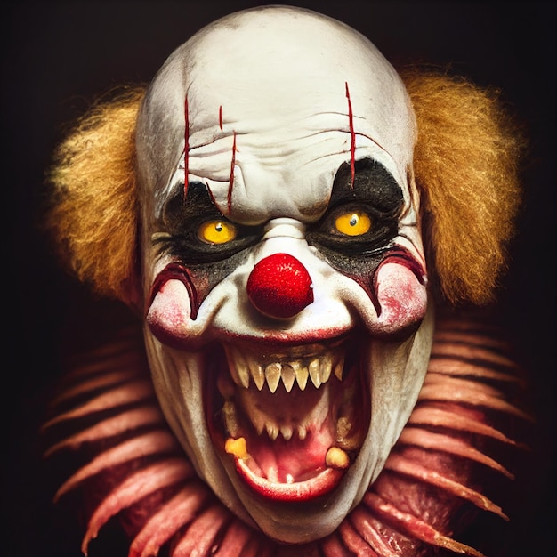 Photo terrifying clown portrait illustration