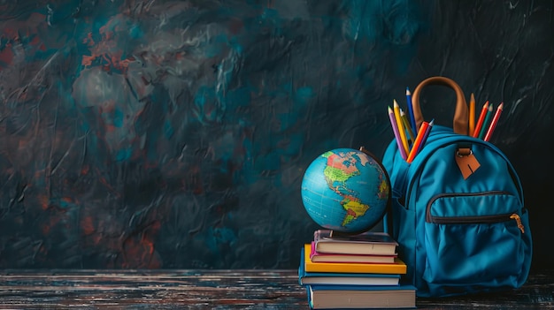 Terug naar school achtergrondraket gemaakt van potloden en een geopend boek
