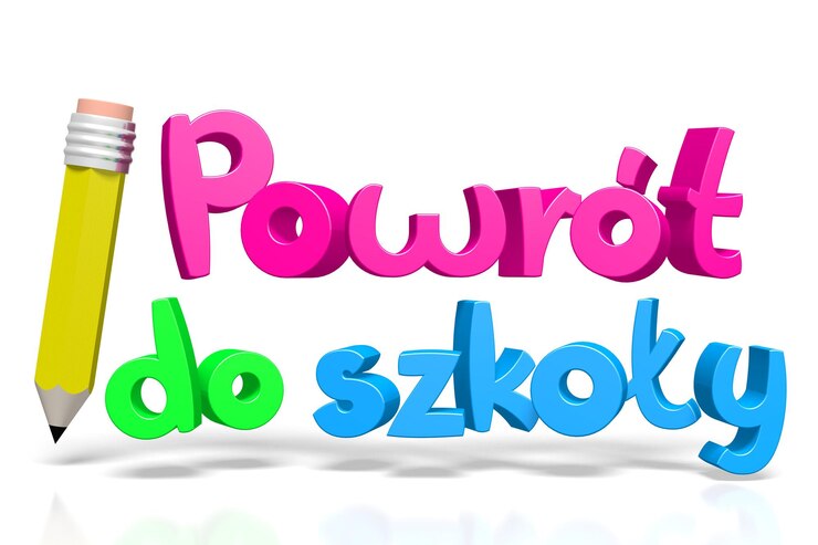 Foto terug naar school in poolse 3d illustratie