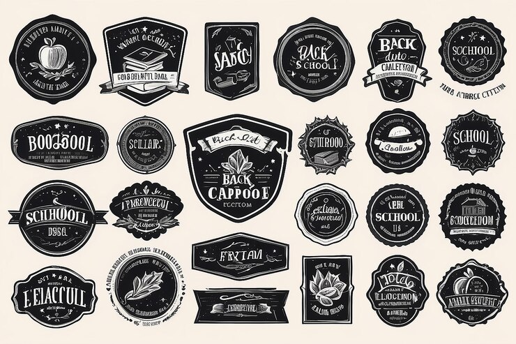 Foto terug naar school labels-collectie met elementen