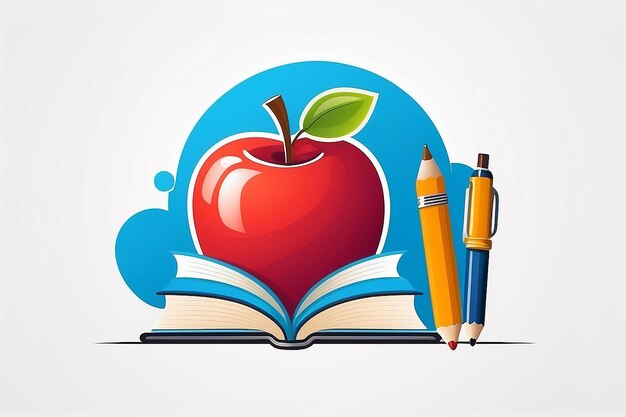 Terug naar school onderwijs studie logo Apple student zorg boeksymbool