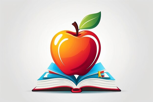 Terug naar school onderwijs studie logo Apple student zorg boeksymbool