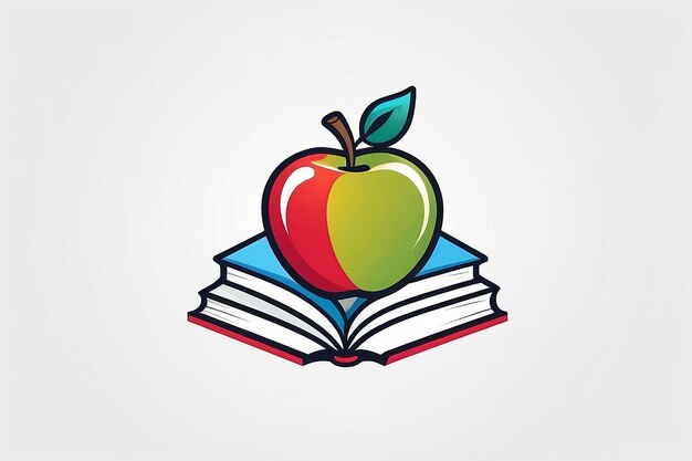 Terug naar school onderwijs studie logo Apple student zorg boeksymbool