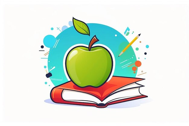 Terug naar school onderwijs studie logo Apple student zorg boeksymbool