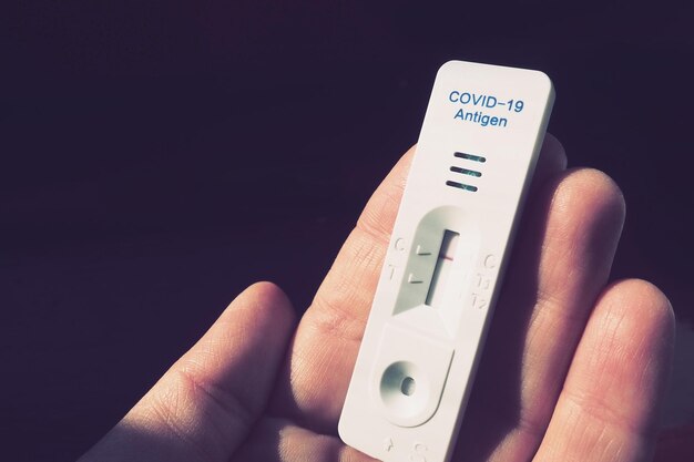 Photo the test result for covid19 is negative not infected using rapid testing equipment test for covid