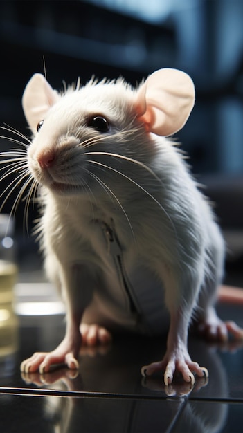 Test subject white rat in lab setting