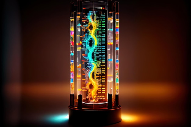 Test tube with illuminated Generative Ai