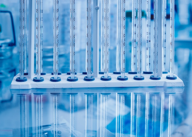 Test tubes on blue background