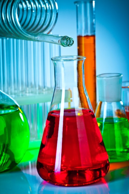 test tubes with colorful liquids