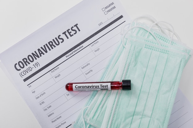 Testing patients blood samples for Coronavirus Outbreak with doctor medical equipment