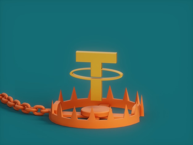 Tether Booby Trap Danger Crypto Currency 3D Illustration Render