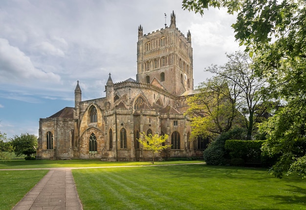 Abbazia di tewkesbury ex monastero benedettino nella città mercato di tewkesbury nel gloucestershire