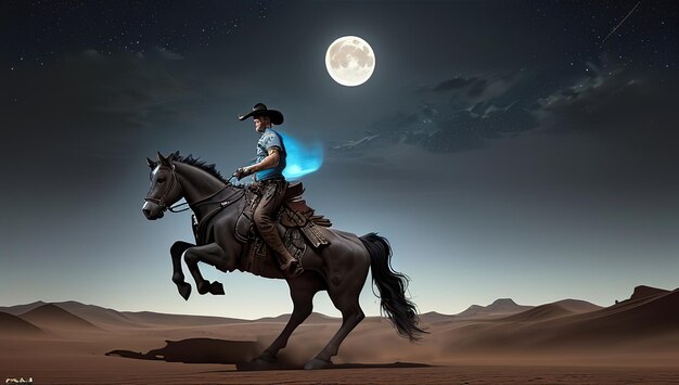 Photo texas dark background cowboy background a man riding a horse poster warriors and brave men