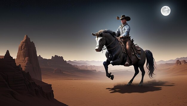 テキサスの暗い背景 カウボーイの背景 馬に乗った男 ポスターの戦士と勇敢な男