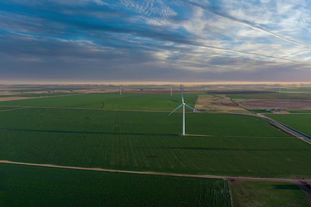 Texas wind turbine farms in the beautiful sky in West Texas