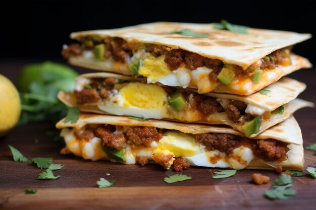 Photo texmex breakfast quesadillas with chorizo and