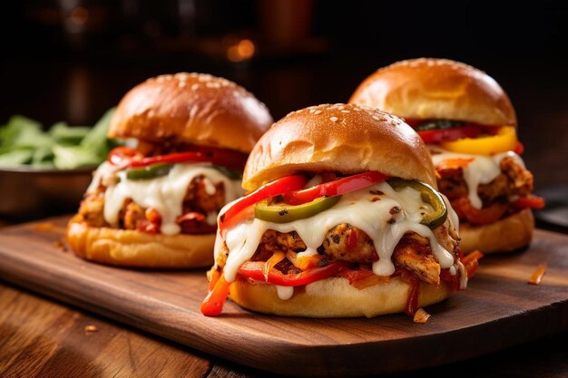 TexMex Fajita Chicken and Pepper Jack Sliders Burger