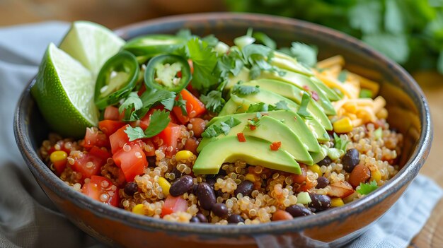 TexMex Quinoa Bowl with Avocado and Lime Food Illustration