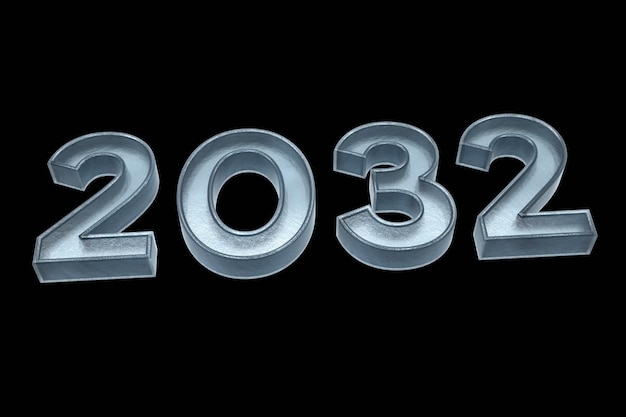 Photo text 2023 blue color 3d illustration render. 2023 number text 3d with black isolated background