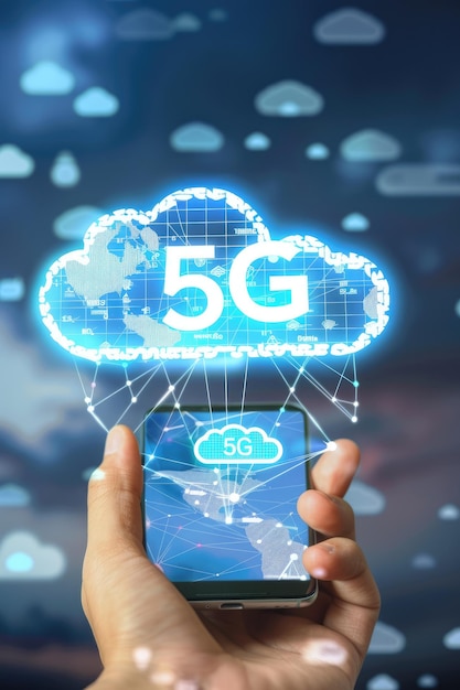 Text 5G fifth generation of cellular technology faster data speeds lower latency enhanced connectivity and supports massive IoT deployments revolutionizing communication