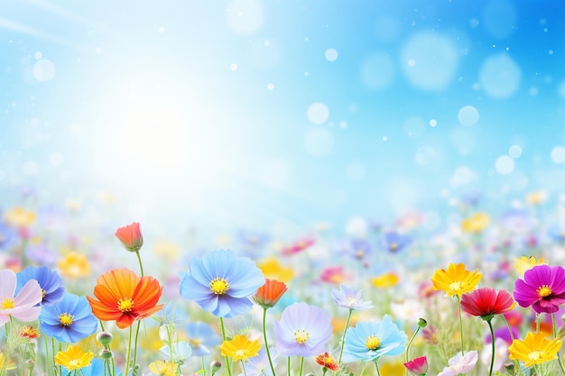 Photo text background with spring flowers