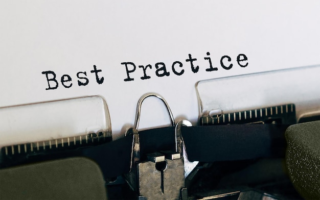 Text Best Practice typed on retro typewriter