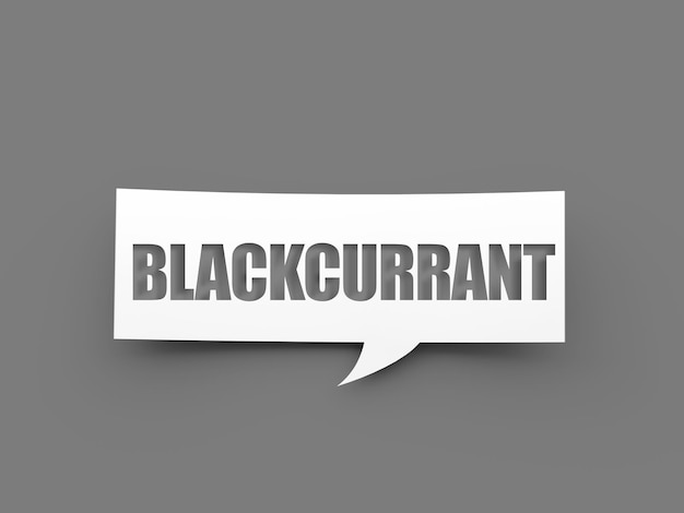 Text Blackcurrant design with inner shadow in brown 3d illustration