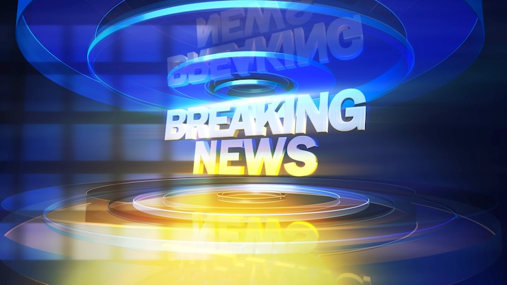 Photo text breaking news and news graphic with lines and circular shapes in studio, abstract background. elegant and luxury 3d illustration style for news template
