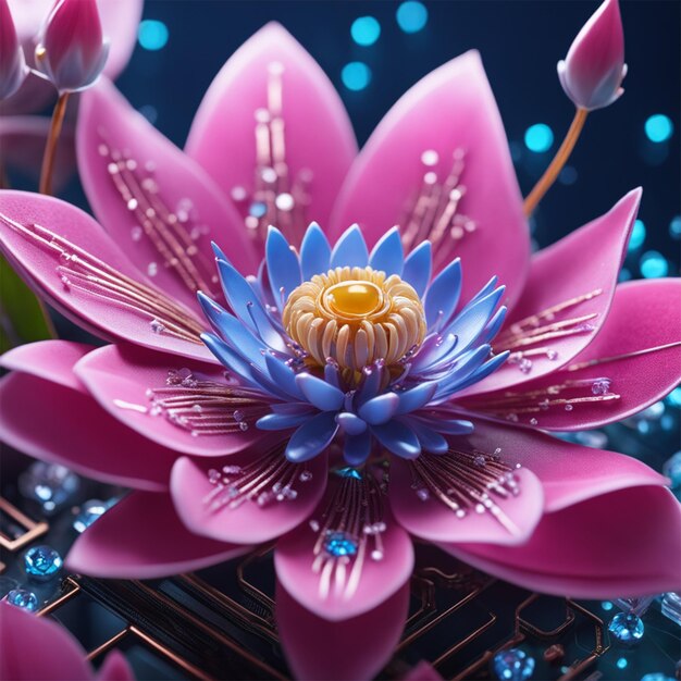 Premium AI Image text buitifull flowers neet 2024 4k cyberpunk 3d render