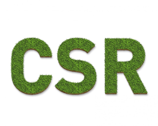 Photo the text of the csr from green grass texture