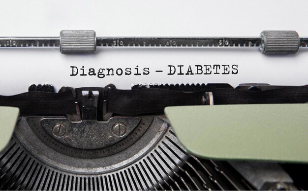 Text Diagnosis DIABETES typed on retro typewriter