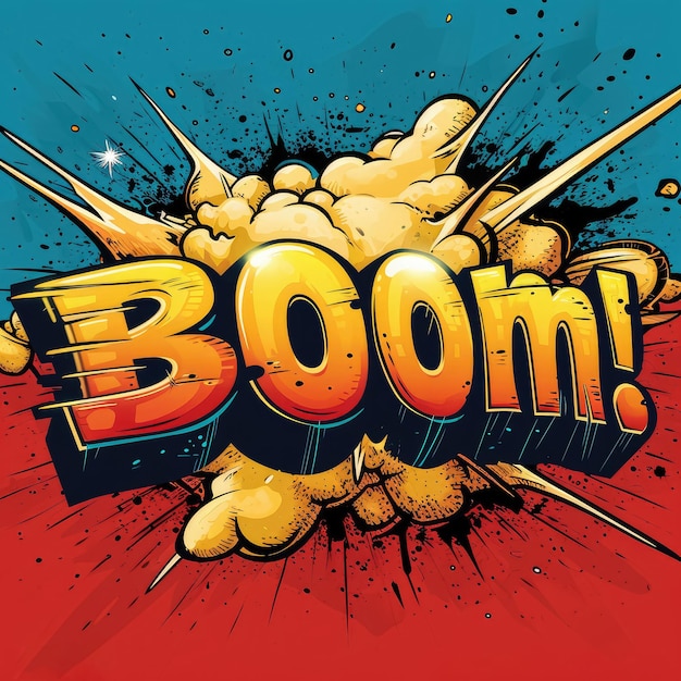 Photo text effect boom word boom design graphic style