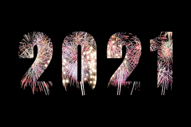 Photo text on fireworks background for design in your work new year's and christmas concept