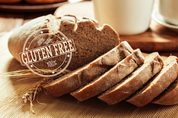 Text gluten free on bread