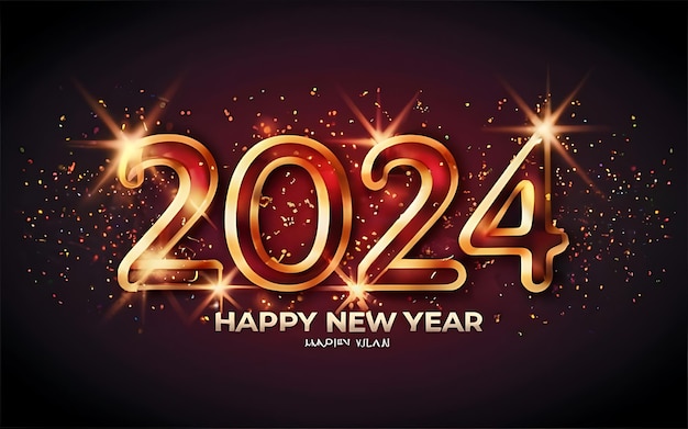 Фото Текст с новым годом рельефный текст 2024 с фоном красный зеленый черный огонь работа белый желтый фу