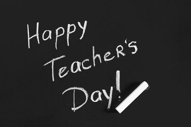 Text happy teachers day written on a chalkboard