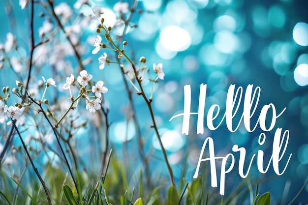 사진 계절적 배경에서 hello april 문자 생성 ai