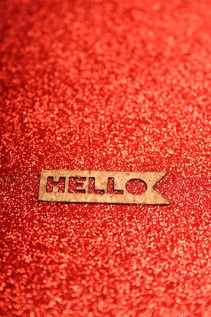 Text Hello on a red background