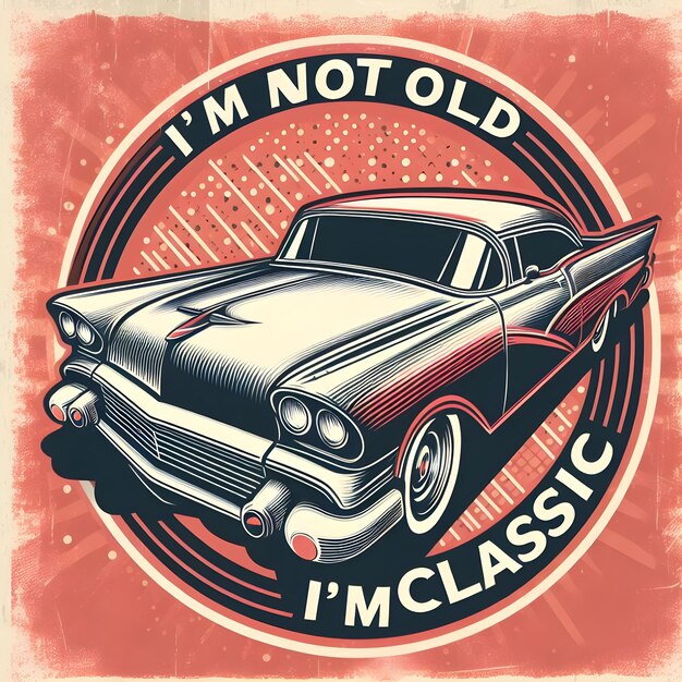 Photo text im not old im classicdesign for the retro car enthusiast with a love