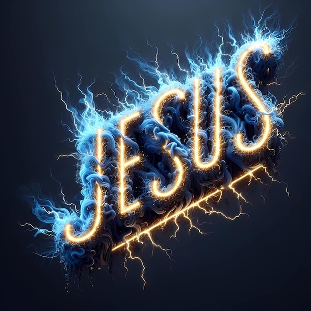 写真 テキスト イエスと煙の雷と電気
