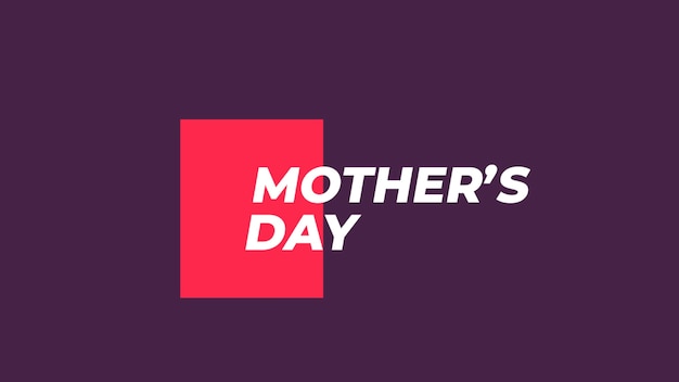 Text Mothers Day on purple fashion and minimalism background with geometric red square. Elegant and luxury style 3d illustration for holiday and promo template