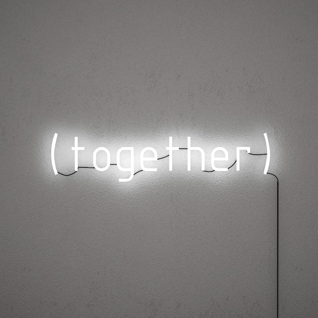 사진 together word의 텍스트 네온 불빛