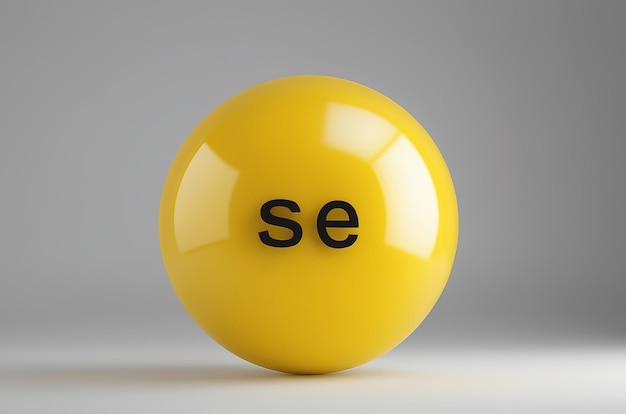 Photo text se on yellow sphere on white background